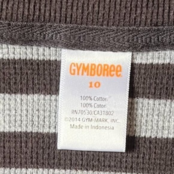 Gymboree Kids 100% Cotton Light & Dark Gray Striped Long-Sleeve Shirt, Size 10 - Picture 4 of 7